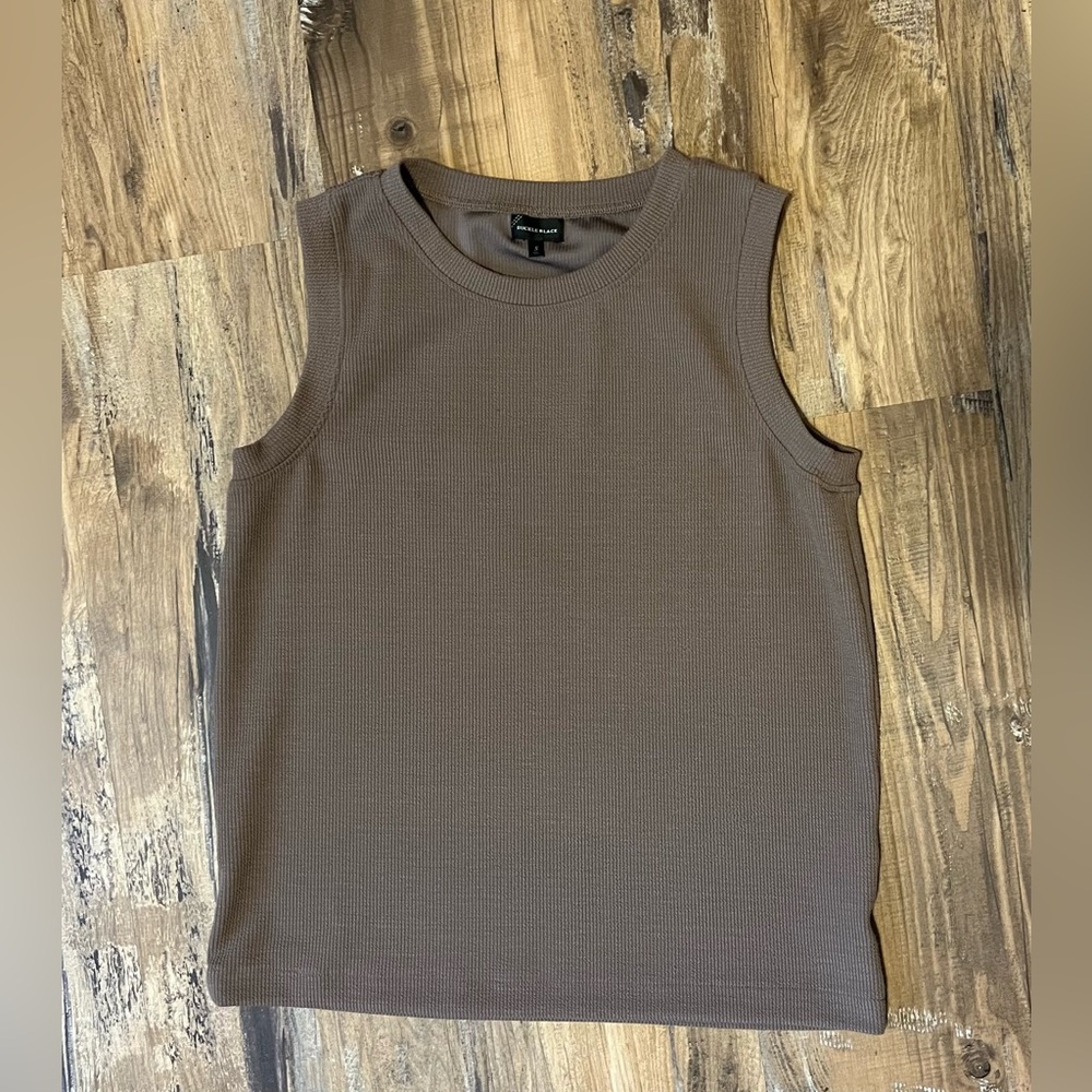 Buckle Black Womens Sleeveless Ribbed Top, Size Small